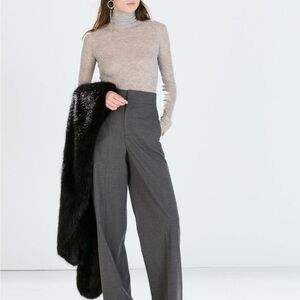 ZARA/NWT Gray High-Waisted Wide-Leg Pants